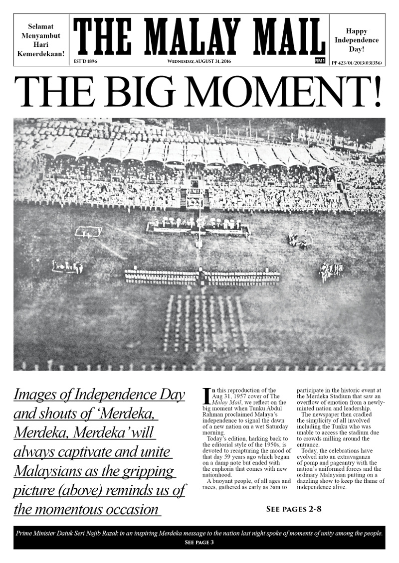 Malay Mail recreates the editorial style and appearance of the era to recapture the joyous moments when the nation first won its independence.