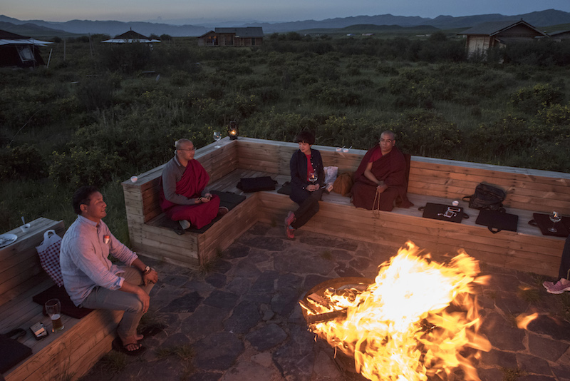 Yidam Kyap (left), who founded and runs with his wife the Norden Camp, a glamorous camping, or u00e2u20acu02dcglamping,u00e2u20acu2122 experience available on the Sangke Grasslands of the Tibetan plateau in China July 20, 2016. u00e2u20acu201d Picture by Gilles Sabrie/The New York Times