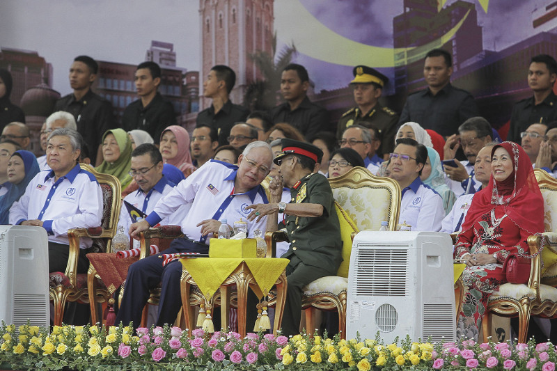 Yang di-Pertuan Agong and Raja Permaisuri Agong with the Prime Minister, his wife and members of the Cabinet join Malaysians to witness the Merdeka Day Parade at Dataran Merdeka, Kuala Lumpur August 31, 2016. u00e2u20acu201d Picture by Yusof Mat Isa