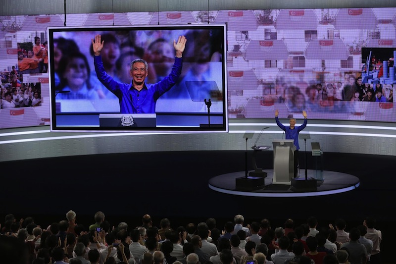 Prime Minister Lee Hsien Loong at the end of the National Day Rally, after he took a short break over a 'brief fainting spell' on Aug 21, 2016.u00c2u00a0u00e2u20acu201d Picture courtesy of Wee Teck Hian 