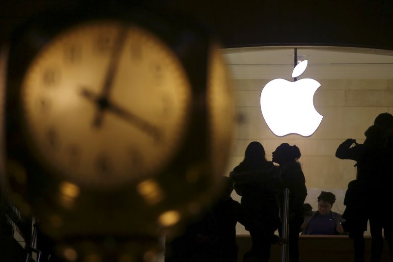The Apple logo is pictured behind the clock at Grand Central Terminal in the Manhattan borough of New York. u00e2u20acu2022 Reuters pic