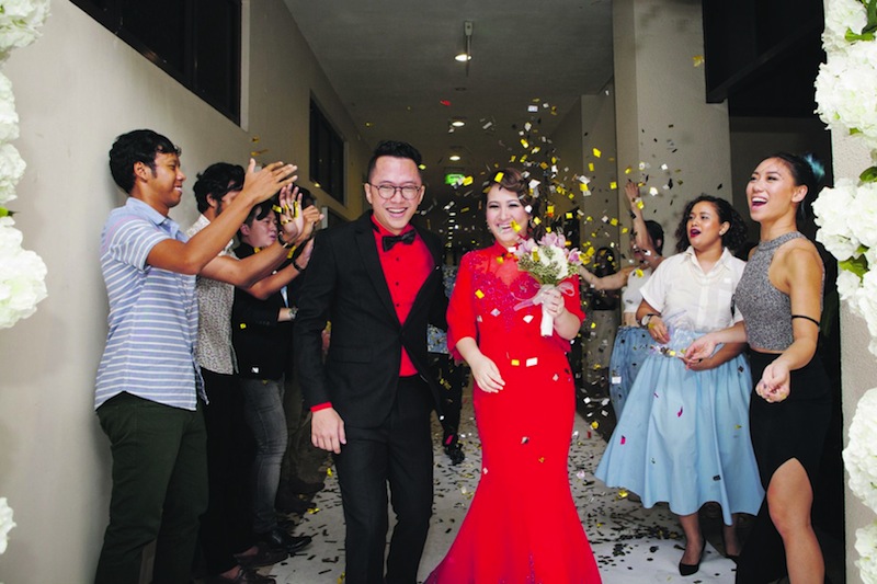 Homegrown singer Sezairi Sezali and his wife Syaza Qistina Tan held a wedding reception for 200 guests on Sunday evening at the SAF Yacht Club. u00e2u20acu201d Picture courtesy of Chua Hong Yin
