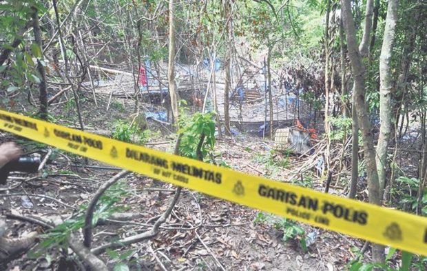 The camp used by human trafficking syndicates uncovered in Wang Kelian in May last year. u00e2u20acu201d Malay Mail pic