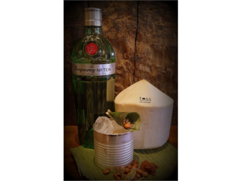 This drink is a surprisingly pleasant melange of sweetness from the pandan syrup and fresh coconut water, with the richness of the juniper-focused Tanqueray No 10.