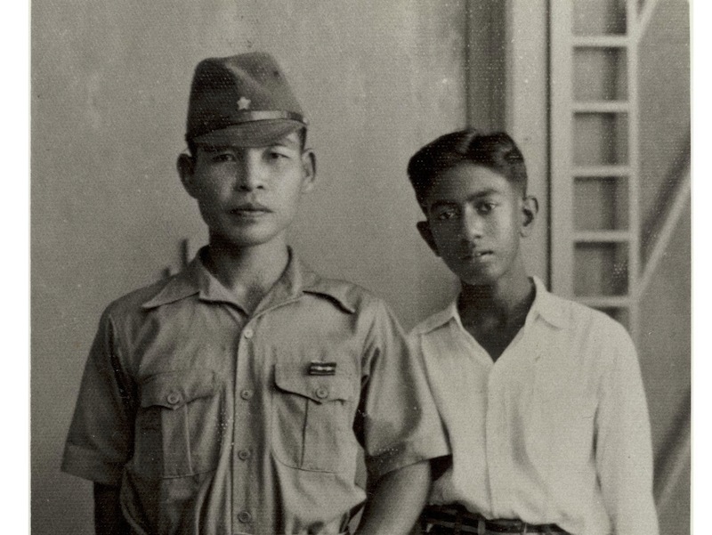 S.R. Nathan (right) seen here with a Japanese officer during World War II. Nathan was an interpreter during the war. u00e2u20acu201d Picture courtesy of Nathan's personal collection.