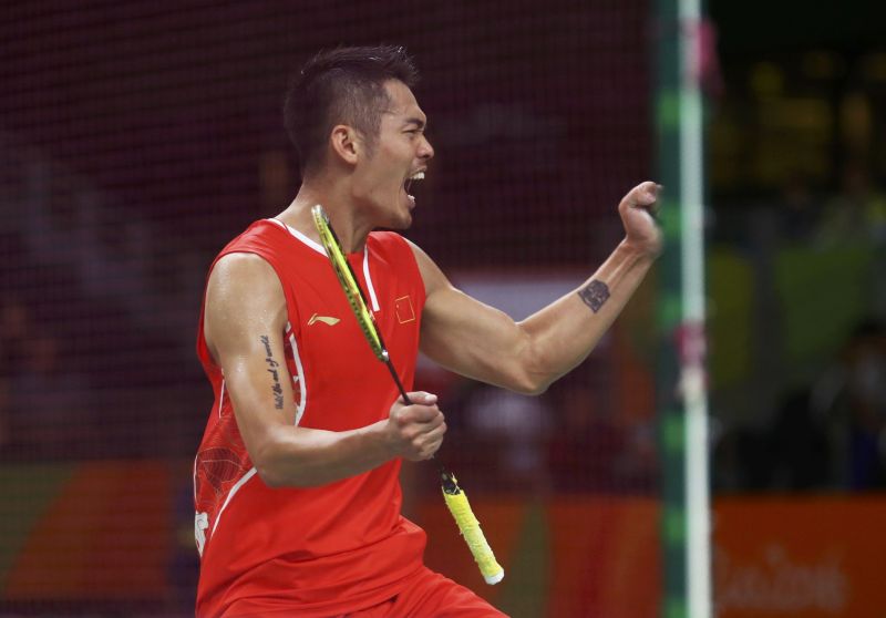 2016 Rio Olympics - Badminton - Menu00e2u20acu2122s Singles - Quarterfinals - Riocentro - Pavilion 4 - Rio de Janeiro, Brazil - 17/08/2016. Lin Dan (CHN) of China wins match against Srikanth Kidambi (IND). REUTERS/Mike Blake