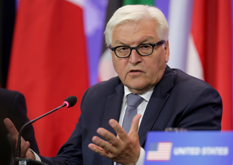German Foreign Minister Frank-Walter Steinmeier speaks during a Pledging Conference in Support of Iraq, co-hosted by the United States, Canada, Germany, Japan, Kuwait, and The Netherlands at the State Department in Washington July 20, 2016. u00e2u20acu201d Reuters pi