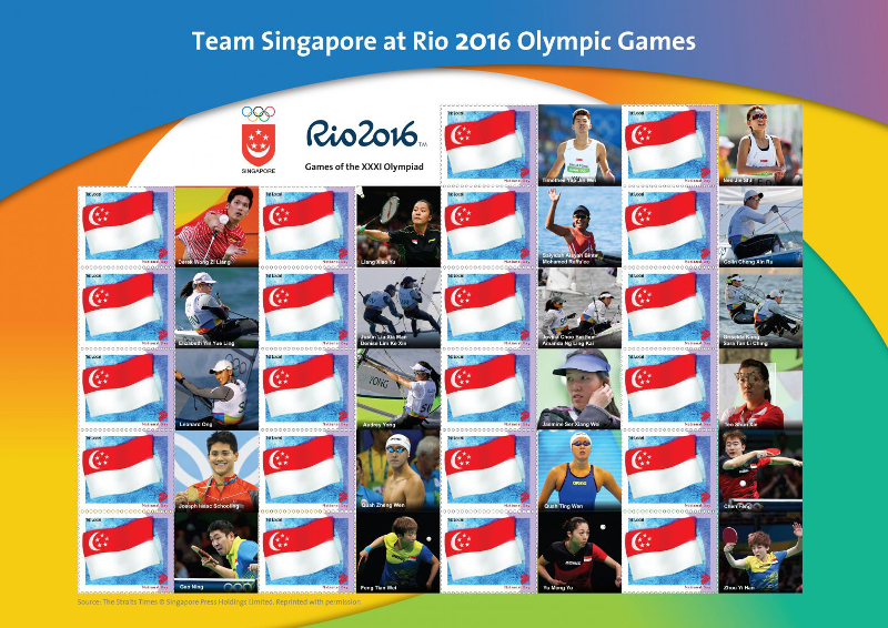 The Team Singapore MyStamp sheets features the images of the Singaporeans who took part in the Rio Games. u00e2u20acu201d Picture by SingPost via TODAY