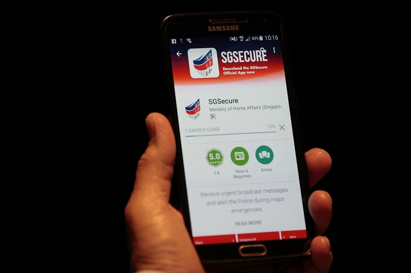 The SgSecure app is seen at its official launch in Singapore September 24, 2016. u00e2u20acu201d TODAY pic