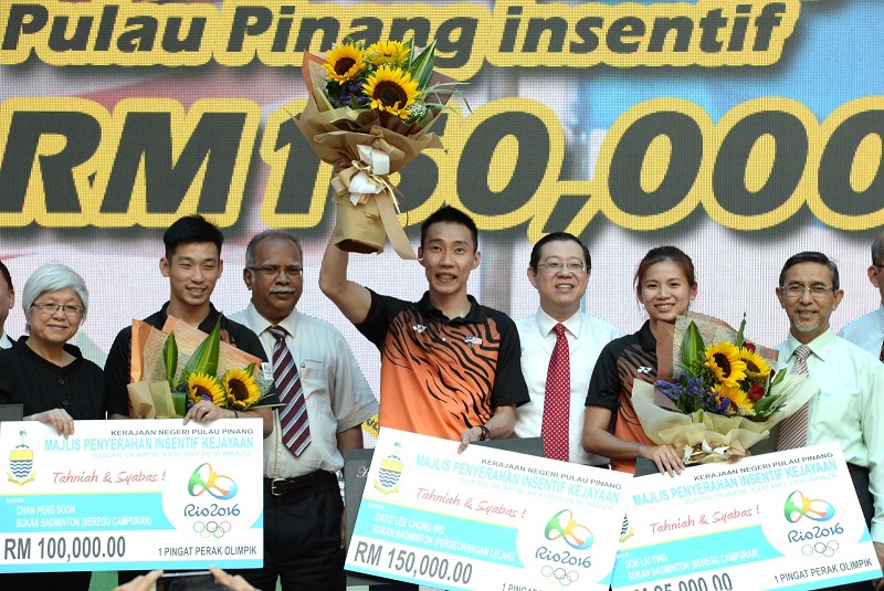 Penang state government gave incentive to the Olympic silver medallist for their achievement, Sept 1, 2016. u00e2u20acu201d Picture by KE Ooi