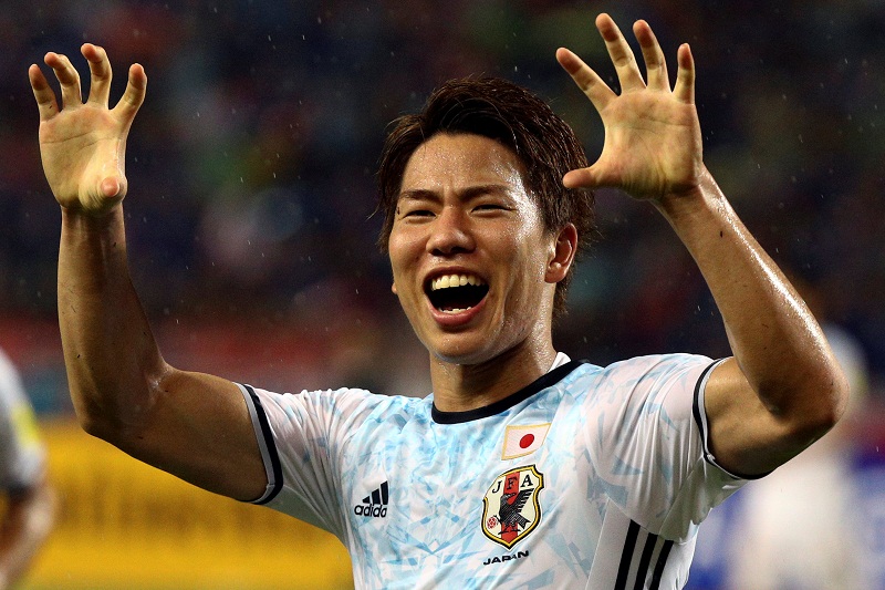 Asano Takuma of Japan celebrates after scoring against Thailand during the 2018 World Cup Qualifying Asia Zone (Group B) match in Bangkok September 6, 2016. u00e2u20acu201d Reuters pic 