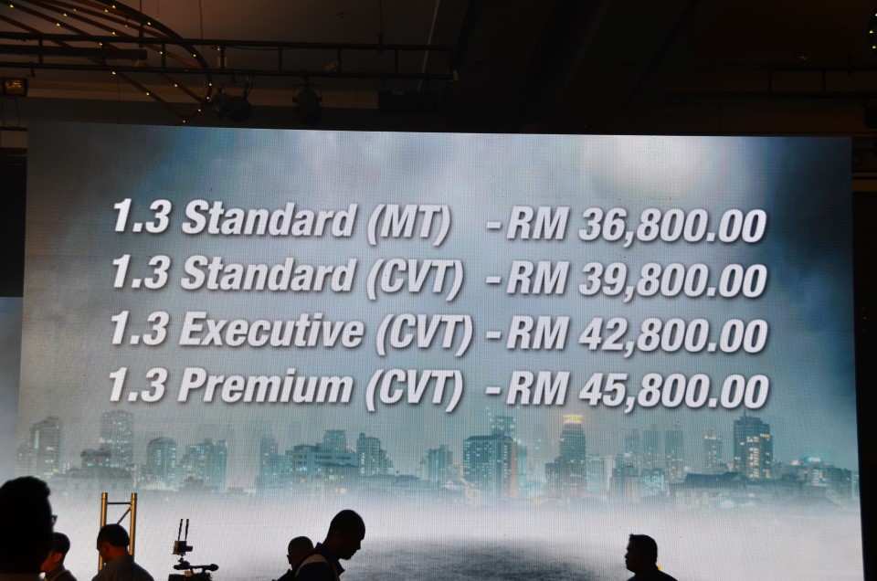 The Saga variants and their prices (Peninsula Malaysia).