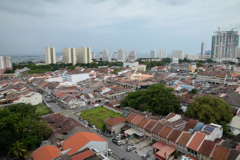An aeriel view of the 7 streets precinct that spreads seven streets from Magazine Road, Noordin Street, Presgrave Street, Tye Sin Street, Macallum Street, Katz Street to Cecil Street.