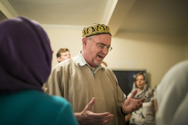 Abdul Latif leads a chant during a gathering of fellow Sufis at his apartment in New York, August 4, 2016.