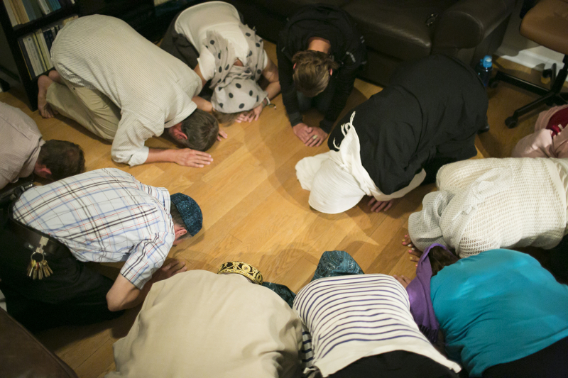 Sufis prostrate themselves during a gathering in New York, August 4, 2016. u00e2u20acu201d Picture by Nicole Craine/The New York Times