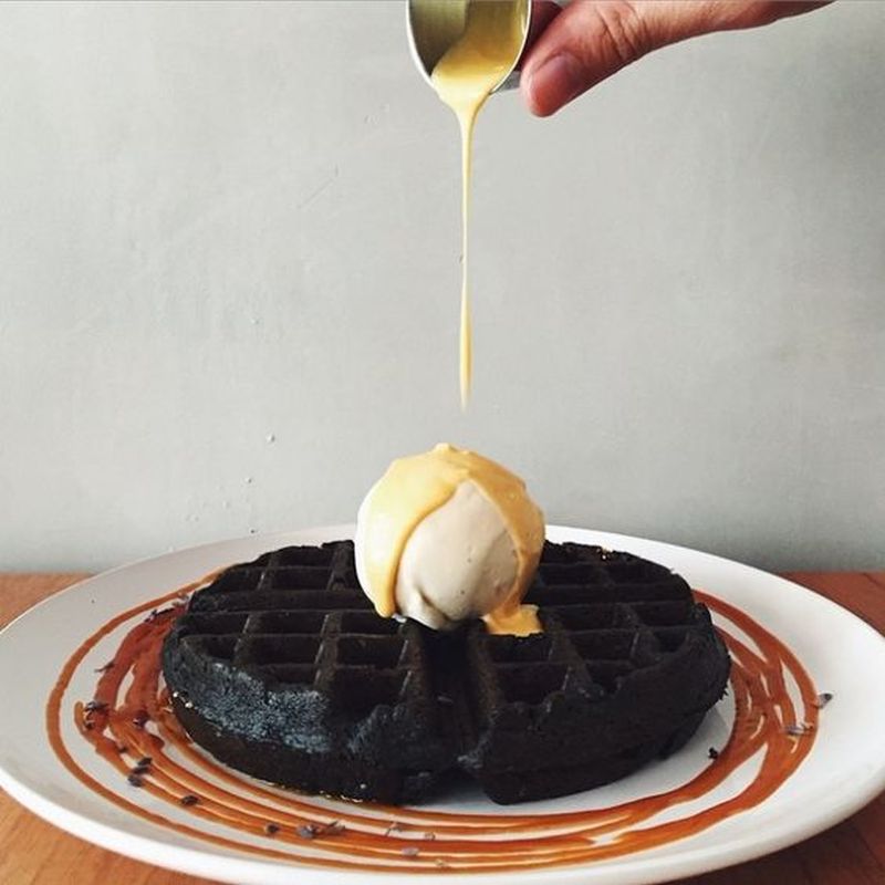 Charcoal waffles are the new breakfast of champions. u00e2u20acu2022 Picture taken from zilingzu00e2u20acu2122s Pinterest page