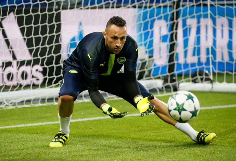 Arsenal's David Ospina warms up before the Champions League group match against PSG in Paris September 13, 2016. u00e2u20acu201d Reuters pic