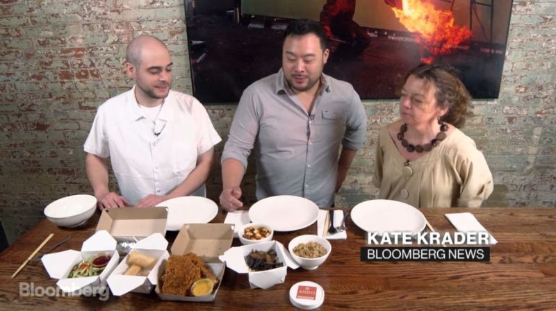 Momofuku chef and founder David Chang and Ando head of culinary J.J. Basil serve up some of the highlights from Chang's new delivery-only restaurant. u00e2u20acu2022 Bloomberg pic