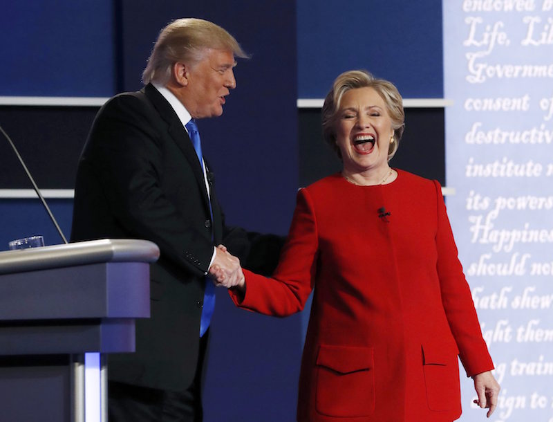 Donald Trump greets Hillary Clinton after their first presidential debate at Hofstra University in Hempstead, New York, September 26, 2016. u00e2u20acu201d Reuters pic 