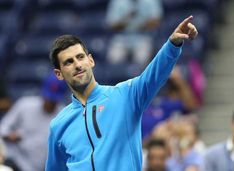Novak Djokovic gestures after his match against Jo-Wilfried Tsonga on day nine of the US Open tennis tournament in New York September 6, 2016. u00e2u20acu201d USA TODAY Sports/Reuters pic
