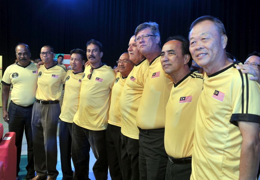 Datuk Soh Chin Aun, Hasan Sani, James Wong and Santokh Singh were among former footballing greats who graced the launch of u00e2u20acu02dc1980 Harimau Malaya Documentaryu00e2u20acu2122. u00e2u20acu201d Bernama pic