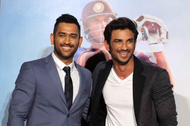 Sushant Singh Rajput and Indian cricket captain Mahendra Singh Dhoni pose during the trailer launch of the upcoming biographical film u00e2u20acu02dcMS Dhoni: The Untold Storyu00e2u20acu2122 in Mumbai August 11, 2016. u00e2u20acu201d AFP pic