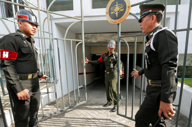 Military police officers guard the gates of the military court in Bangkok, Thailand, August 23, 2016. u00e2u20acu201d Reuters pic