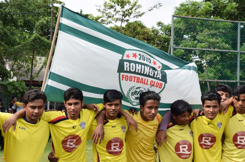 A group of young refugees from the Rohingya Football Club pose for a photo before a match in Kuala Lumpur, Malaysia August 14, 2016. u00e2u20acu201d Reuters pic
