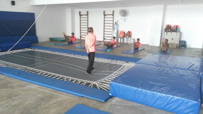 Athletes training at the dry gym of the Sarawak Aquatics Centre that is equipped according to Fina requirements. — Picture courtesy of Asum