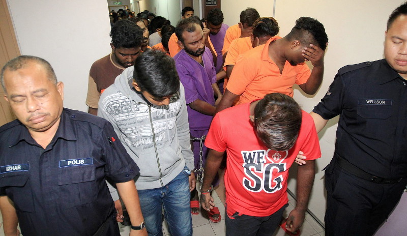 Eight men, aged between 18 and 20 years were detained to facilitate investigations into the murder of two children in Taman Puteri Wangsa, Ulu Tiram, in Johor Baru, September 22, 2016. u00e2u20acu201d Bernama pic