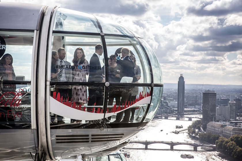 Britainu00e2u20acu2122s Princesu00e2u20acu2122 William and Harry, and Kate, The Duchess of Cambridge take a ride in a pod of the London Eye with members of the mental health charity u00e2u20acu02dcHeads Togetheru00e2u20acu2122 on World Mental Health Day in London October 10, 2016. u00e2u20acu201d Reuters pic