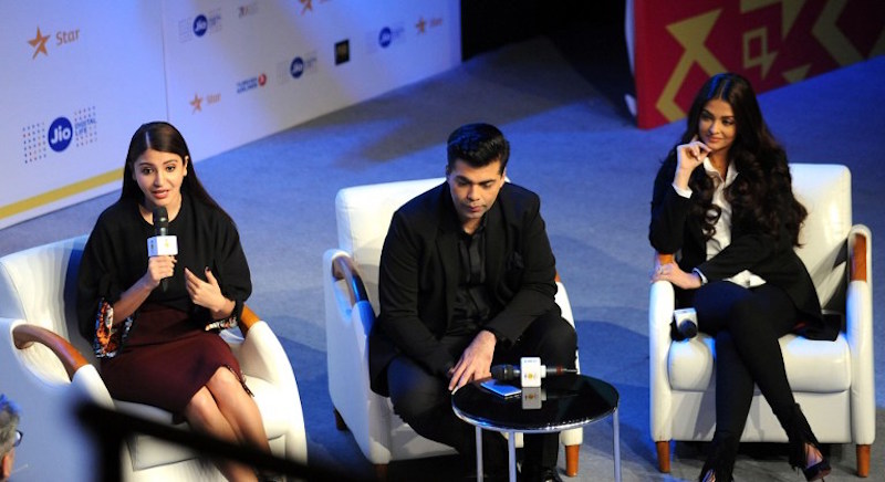 Anushka Sharma, Karan Johar and Aishwarya Rai Bachchan attend the u00e2u20acu02dcJio MAMI 18th Mumbai Film Festivalu00e2u20acu2122 Movie Mela u00e2u20acu02dcAe Dil Hai Mushkilu00e2u20acu2122 in Mumbai October 22, 2016. u00e2u20acu201d AFP pic