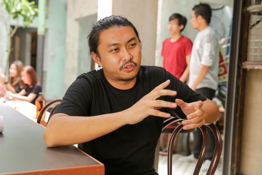 Architect Shin Chang, one of the owners of Chocha explaining the multi-layered concept of the building.