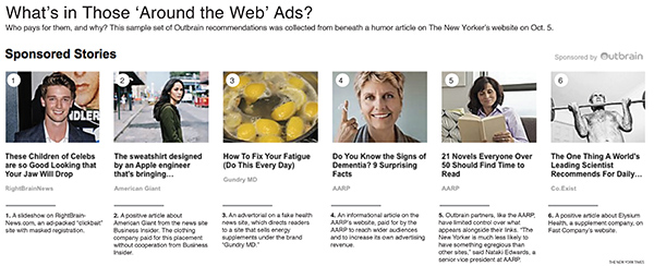 Some publishers are wondering about the effect that so-called content ads may be having on their brands and readers. u00e2u20acu201d Picture by The New York Times  
