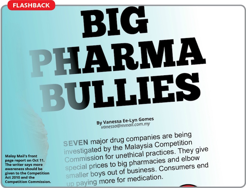 Malay Mail's front page report on Oct 11. The writer says more awareness should be given to the Competition Act 2010 and the Competition Commission.  