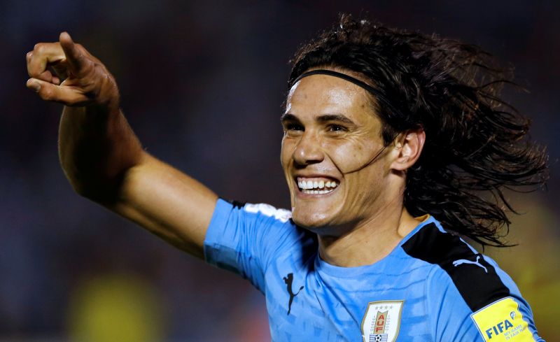 Uruguay's Edinson Cavani celebrates after he scored his team's third goal. u00e2u20acu2022 Reuters pic