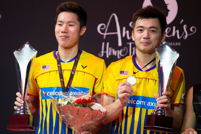 Goh V Shem (left) and Tan Wee Kiong of Malaysia won the men's doubles final at the Yonex Denmark Open badminton tournament in Odense, Denmark October, 23, 2016. u00e2u20acu201d Reuters pic