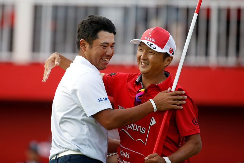WGC-HSBC Champions Golf Tournament - Shanghai, China- 30/10/16 Hideki Matsuyama of Japan and his caddie celebrate after winning . REUTERS/Aly Song
