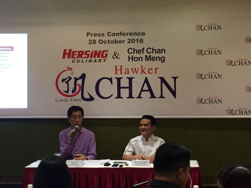 Hersing Culinary announced its partnership with the owner of one Michelin-starred Hong Kong soya sauce chicken rice and noodle stall Liao Fan, chef Chan Hon Meng, to open its first quick service restaurant in Singapore. u00e2u20acu201d Picture by Hon Jing Yi/TODAY