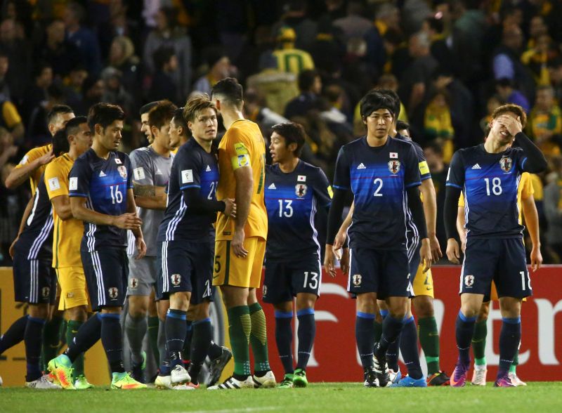 Japan's players react after their match against Australia. u00e2u20acu2022 Reuters pic