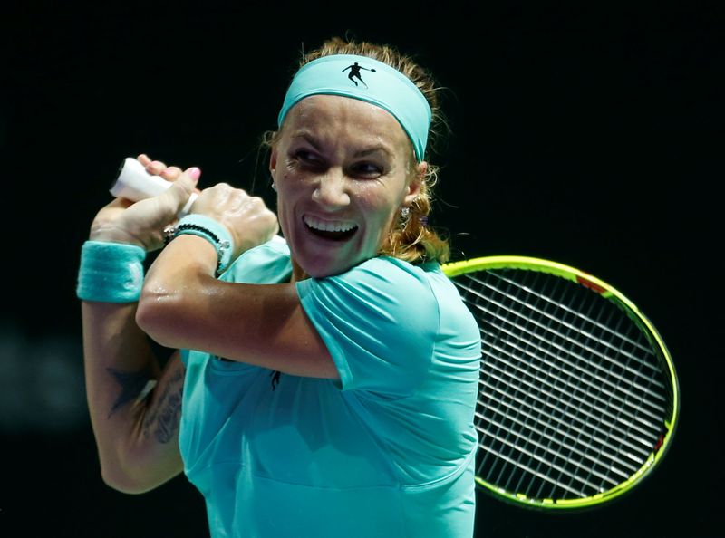 Svetlana Kuznetsova playing against Agnieszka Radwanska in the WTA Finals in Singapore October 24, 2016. u00e2u20acu201d Reuters pic