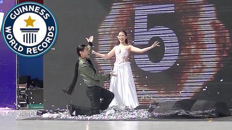 Avery Chin and Sylvia Lim completed a jaw-dropping 18 changes of 19 costumes, bettering the previous record by two outfits. u00e2u20acu201d Screengrab via TheHive.Asia
