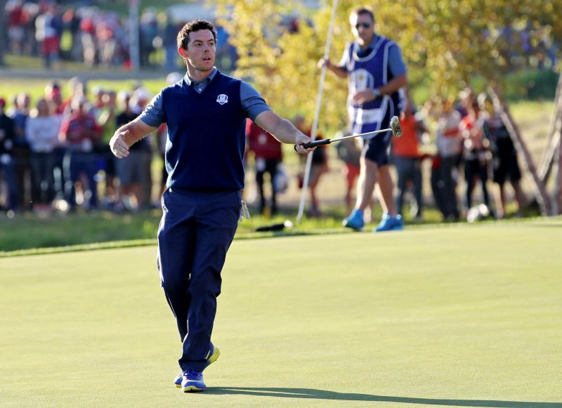Rory McIlroy reacts to winning the match on the 16th green in the afternoon four-ball matches during the 41st Ryder Cup at Hazeltine National Golf Club in Chaska, Minnesota. u00e2u20acu2022 Reuters pic