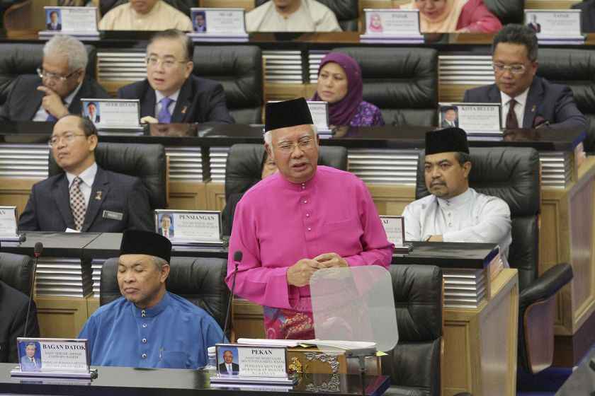 Prime Minister Datuk Seri Najib Razak is pictured tabling Budget 2017 before Parliament on October 21, 2016. u00e2u20acu201d Picture by Yusof Mat Isa