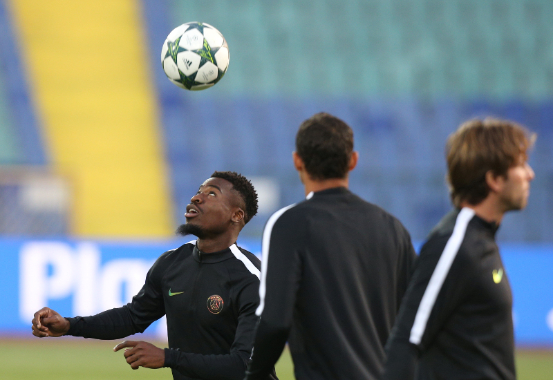 Paris Saint-Germainu00e2u20acu2122s Serge Aurier attends a training session at the Vassil Levski stadium, Sofia, Bulgaria September 27, 2016. u00e2u20acu201d Reuters pic
