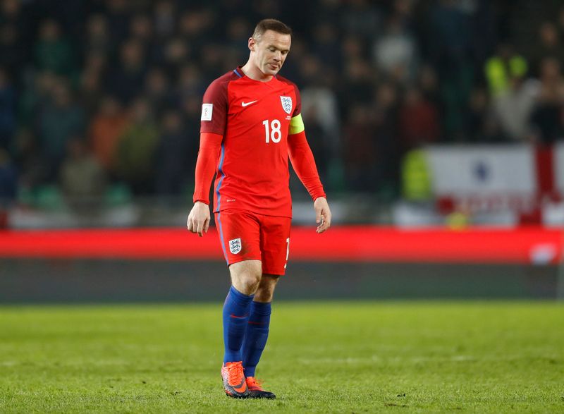 England's Wayne Rooney looks dejected at the end of the World Cup qualifying match with Slovenia at Ljubljana October 11, 2016. u00e2u20acu201d Reuters pic