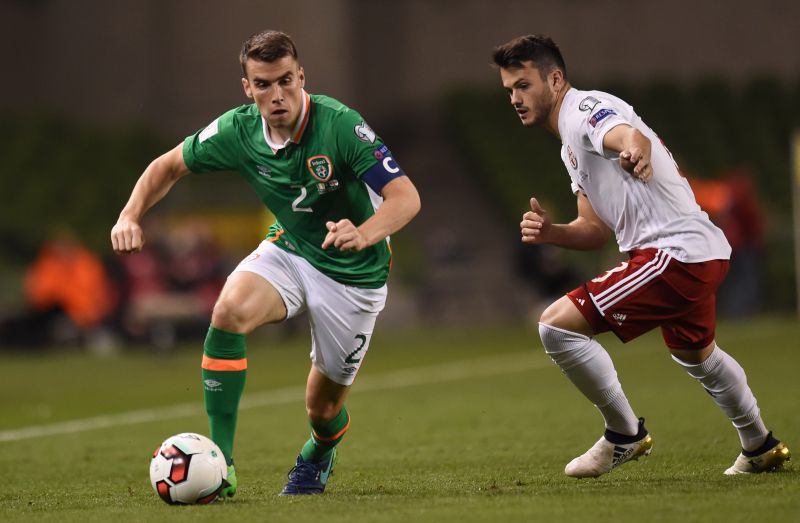Republic of Ireland's Seamus Coleman (left) in action with Georgia's Valeri Kazaishvili during the 2018 World Cup qualifier at the Aviva Stadium in Dublin. u00e2u20acu2022 Reuters pic