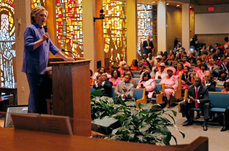 US Democratic presidential nominee Hillary Clinton speaks during services at Mount Olive Baptist Church in Fort Lauderdale, Florida, US, October 30, 2016. REUTERS/Brian Snyder