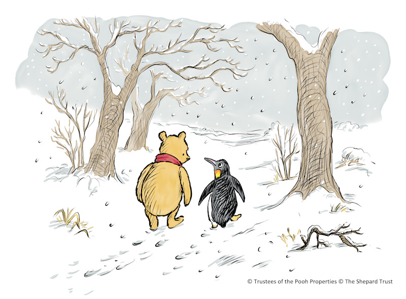 Joining the gang in the Hundred Acre Wood is a new character, Penguin, based upon a photograph of AA Milne and Christopher playing with a penguin toy. — Handout via AFP