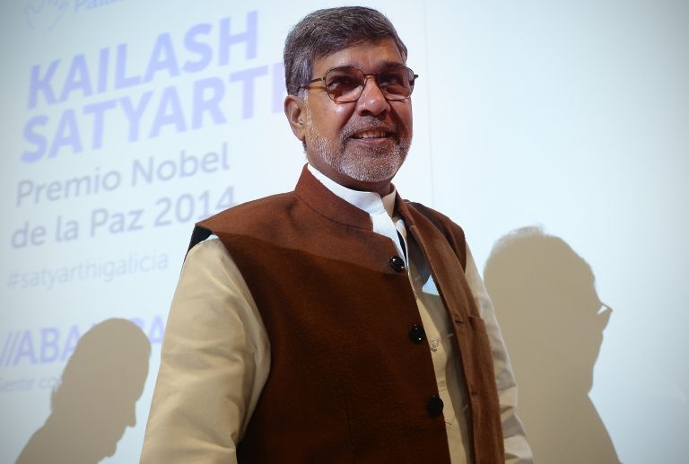 Nobel Peace Prize winner of 2014 Indian Kailash Satyarthi is a guest at the Sharjah Book Fair this year. u00e2u20acu201d AFP pic